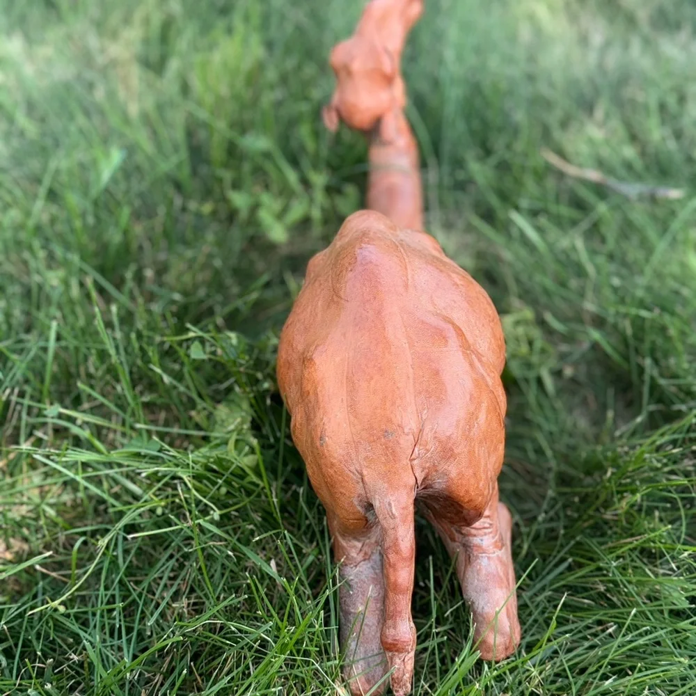 Handcrafted Tan Leather Covered Camel Decor